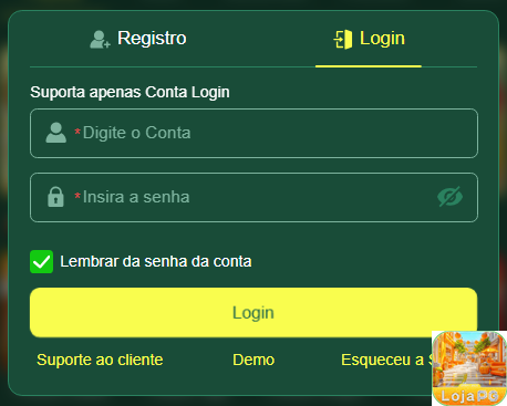 lojapg.com - acessar em rápido página de login